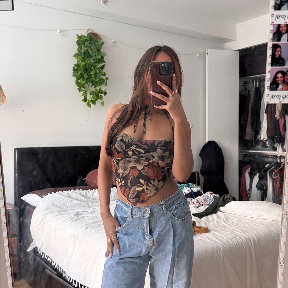 Floral Print Strapless Top